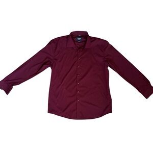 Chaps Men’s Button Down Dress Shirt Burgundy Size XL